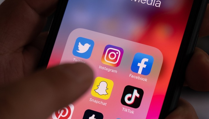 Collection of social media icons on a smartphone interface