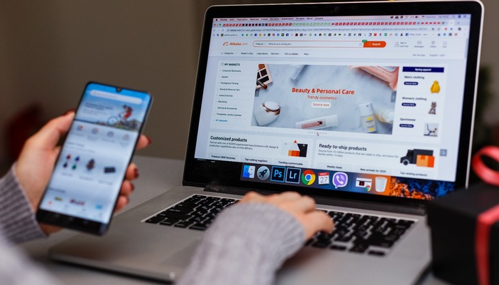 Homepage of Alibaba eCommerce website